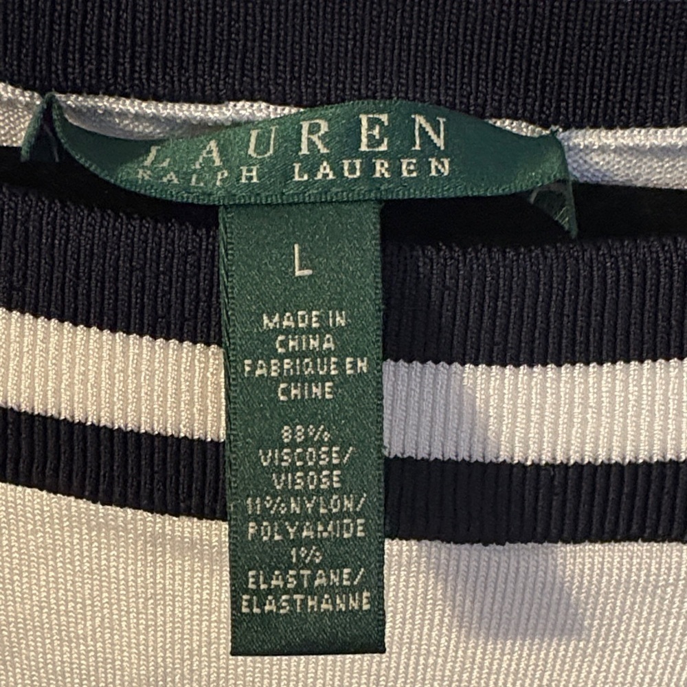 Lauren Ralph Lauren Navy Blue and White Striped Knit - Picture 2 of 4